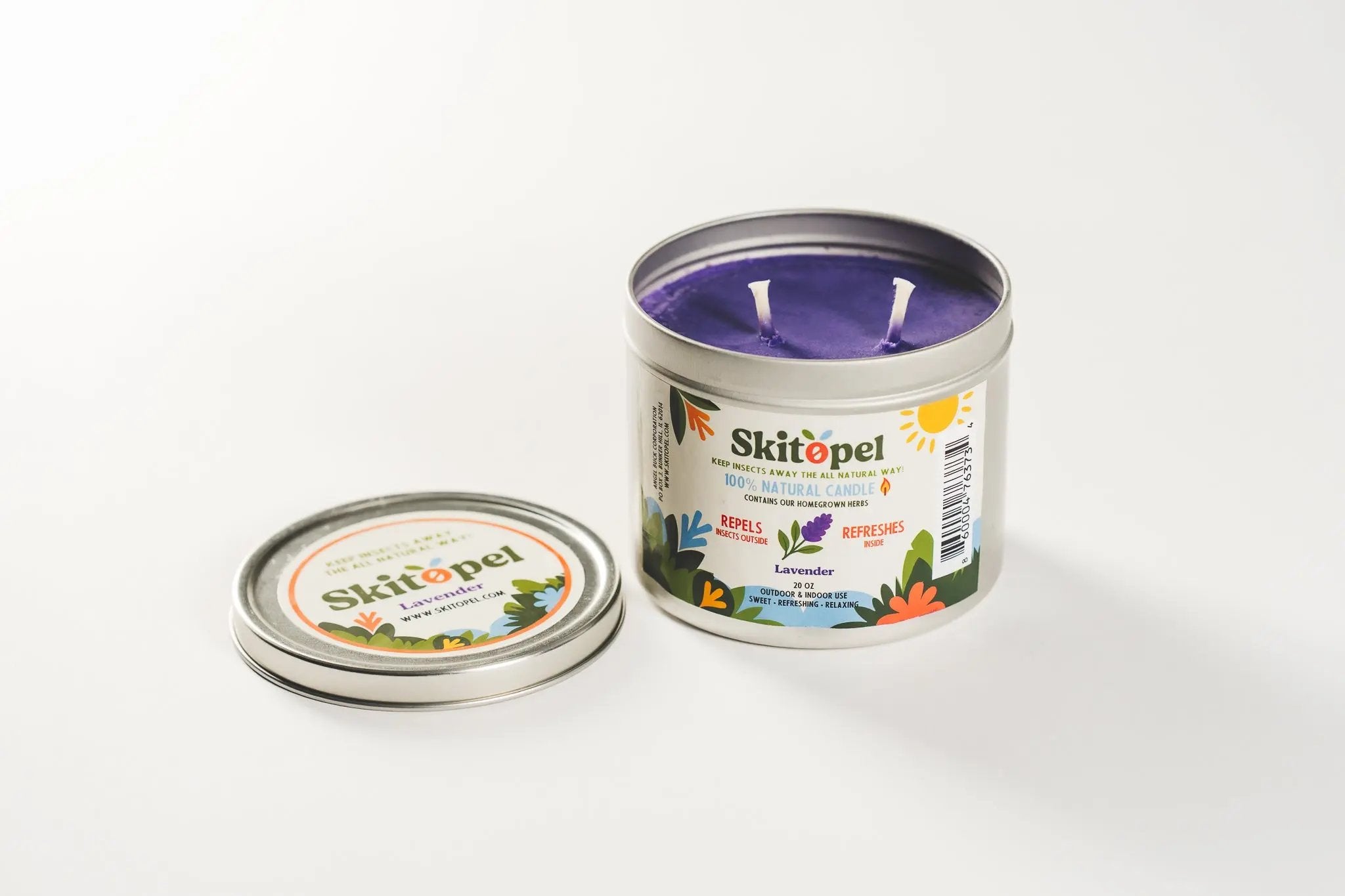 Skitopel 8oz Mint Insect Repellent Spray & 20oz Lavender Candle - The Ultimate Bug-Free Relaxation Bundle Skitopel