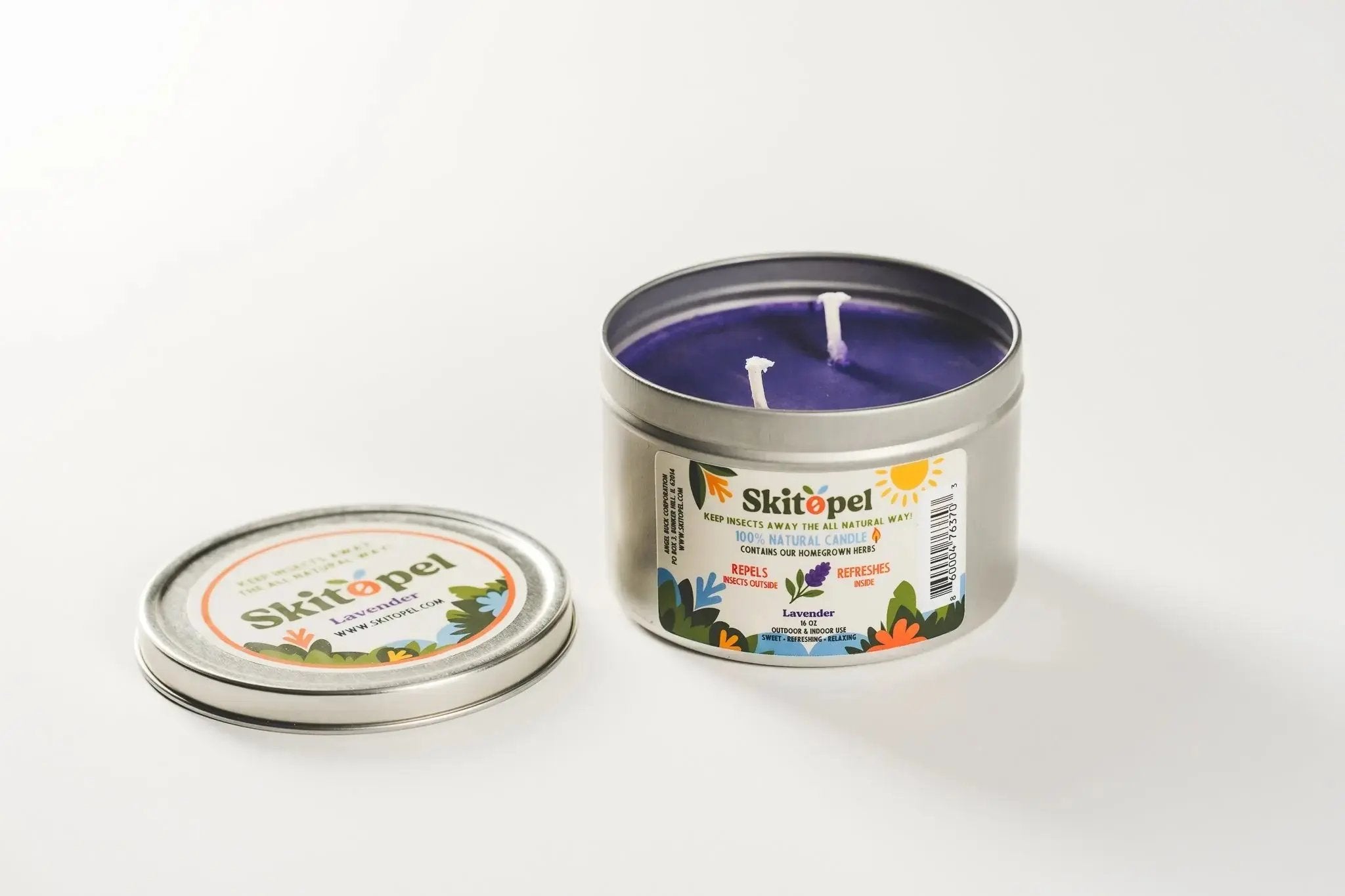 Skitopel 4oz Lemon Insect Repellent Spray & 16oz Lavender Candle - The Perfect Blend of Protection & Serenity Skitopel