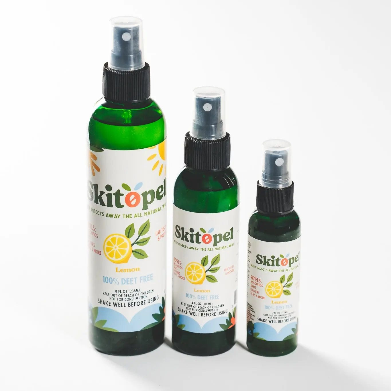Skitopel Lemon Spray Bundle - All-Natural, Deet-Free Protection for the Whole Family Skitopel