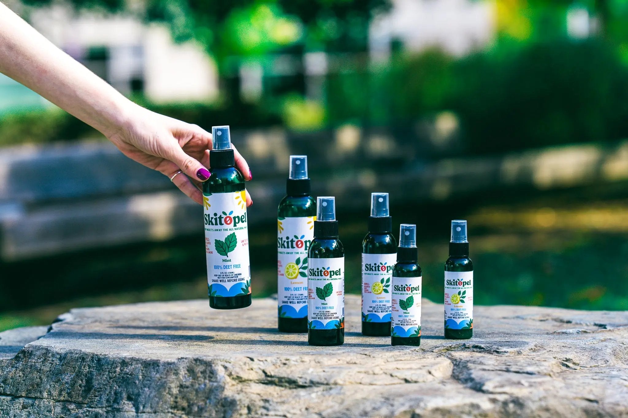 Skitopel Supreme Insect Repellent Bundle - 2oz Lemon Spray & 16oz Lavender & 16oz Mint Candle Skitopel