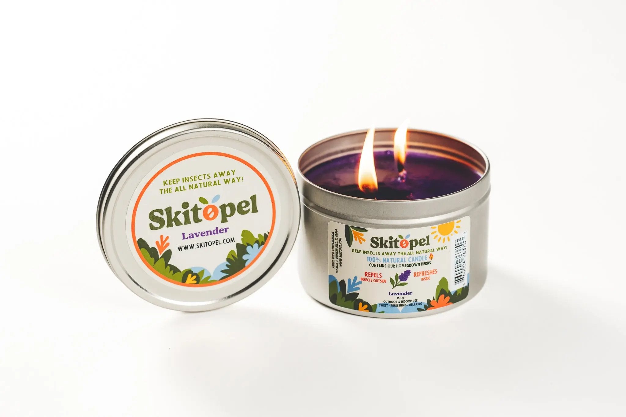 Skitopel Ultimate Insect Repellent Bundle - 4oz Sprays & 16oz Lavender Candle Skitopel