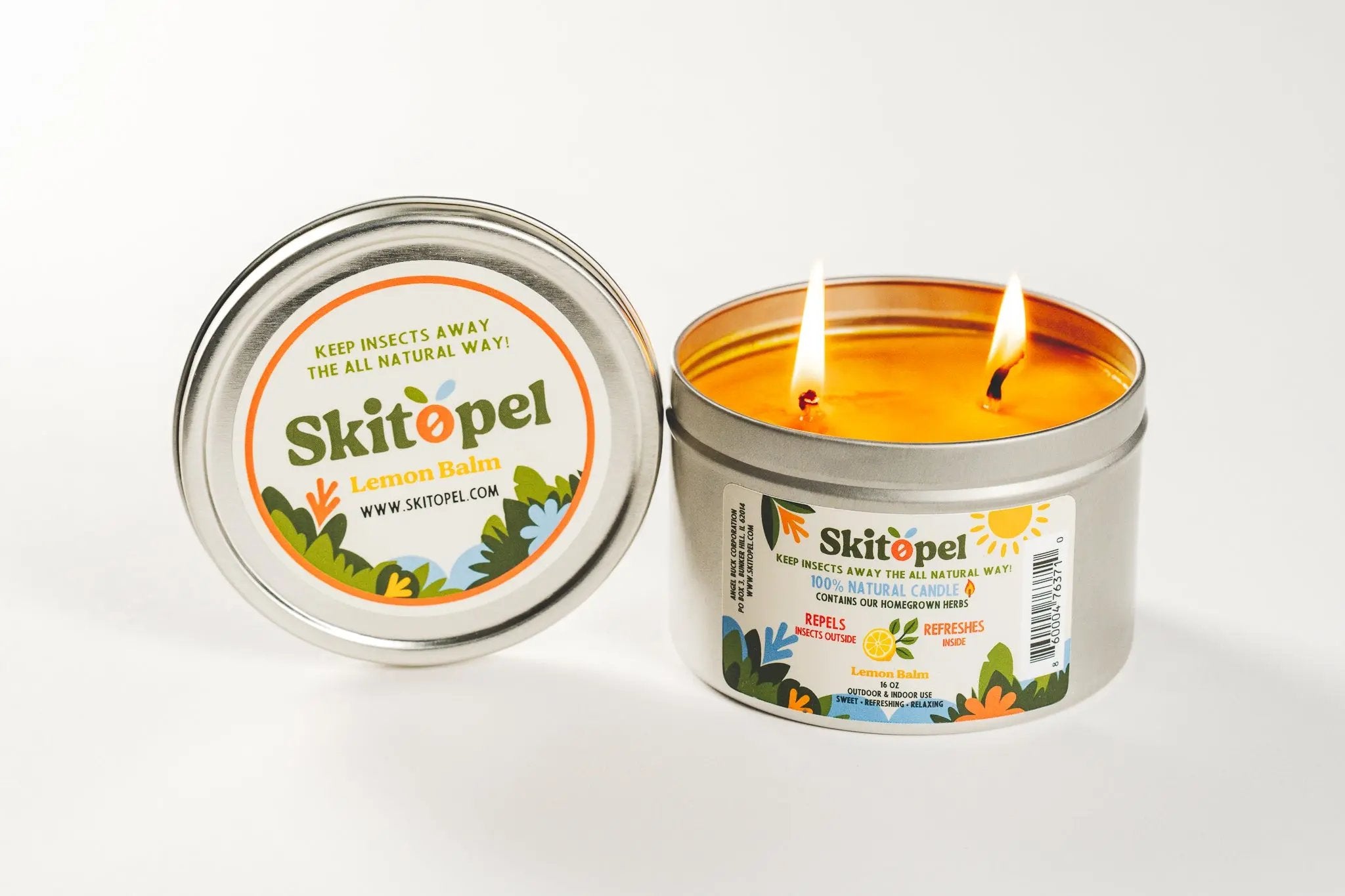 Skitopel Natural Insect Repellent Bundle - 2oz Mint Spray, 16oz Lavender & Lemon Balm Candle Skitopel